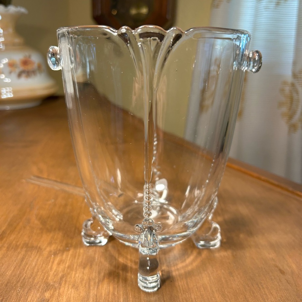 Vintage Heisey Empress Ice Bucket w/Dolphin Foot Clear 1401 Made in Ohio 1925-35
